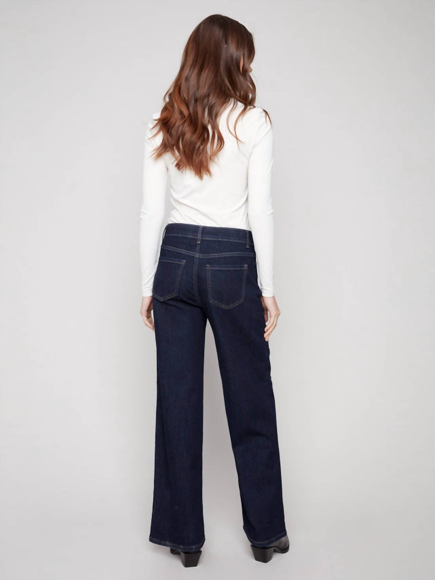 Charlie B - Wide Leg Sequin Embroidered Jeans