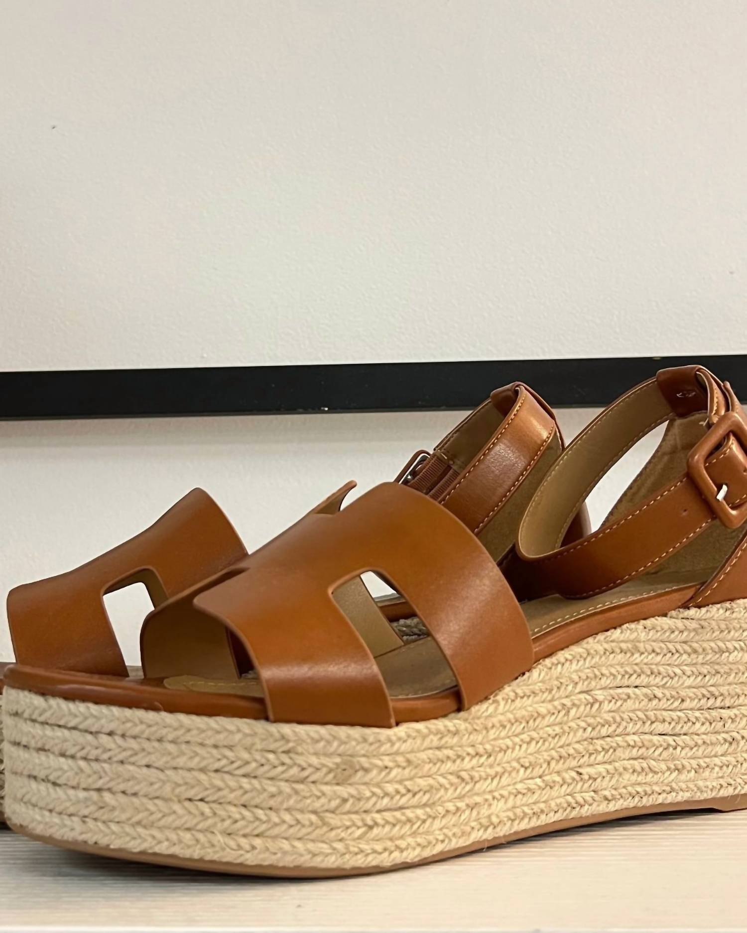 Bamboo Women's Luxe Wedge Sandal in mocha - women's shoe - detail view