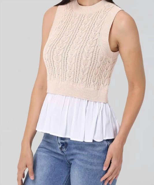525 America - Mixed Media Cable Knit Tank Top