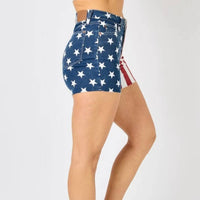 Judy Blue - High-waist American Flag Fray Hem Shorts