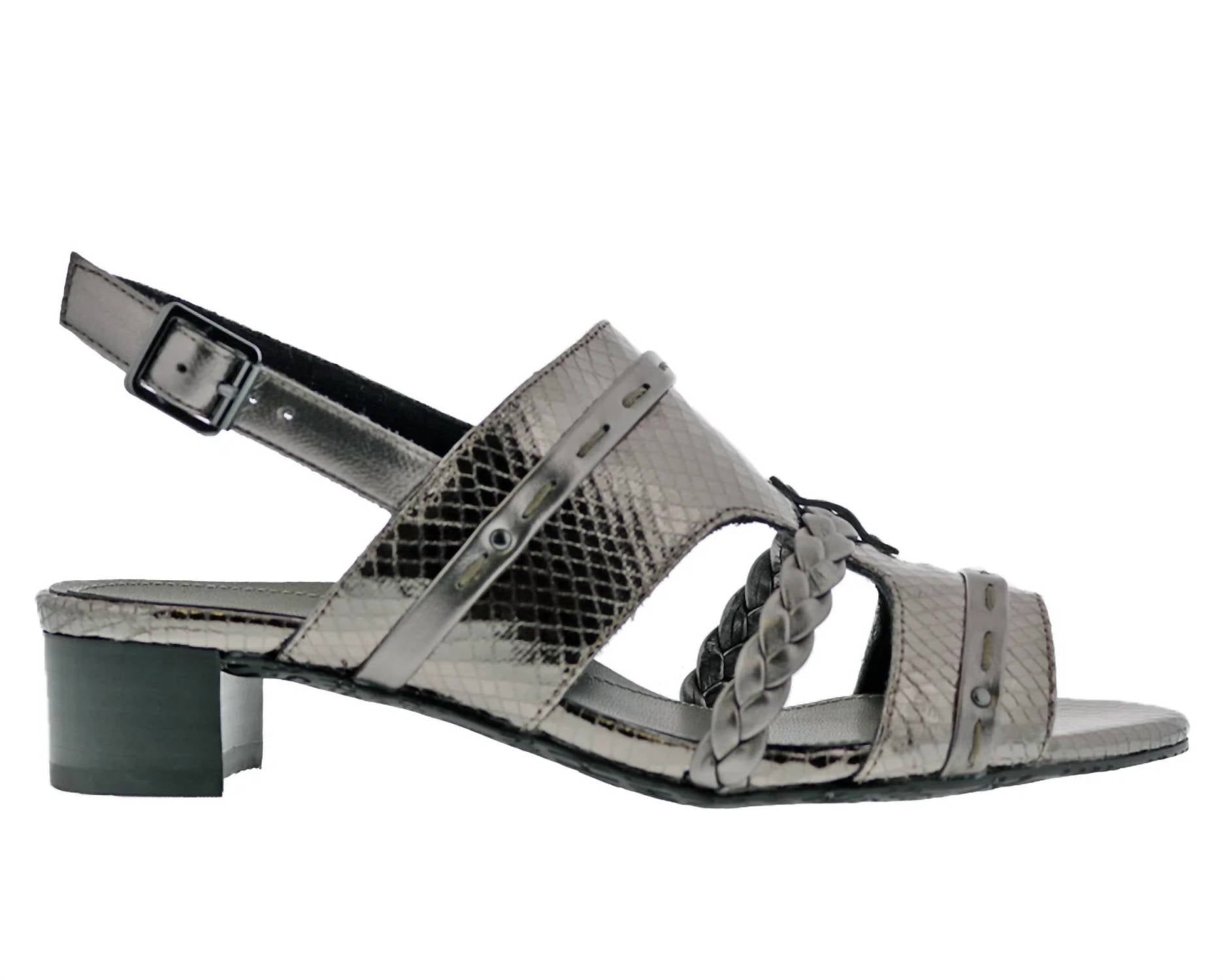 Ros Hommerson Women's Vacay Slingback Dress Sandal in pewter snake print - women's sandal