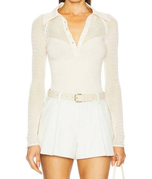 Fleur Du Mal - Knit Mesh Collared Bodysuit