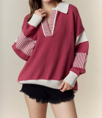Peach Love - Stevie Oversized Collared Sweater