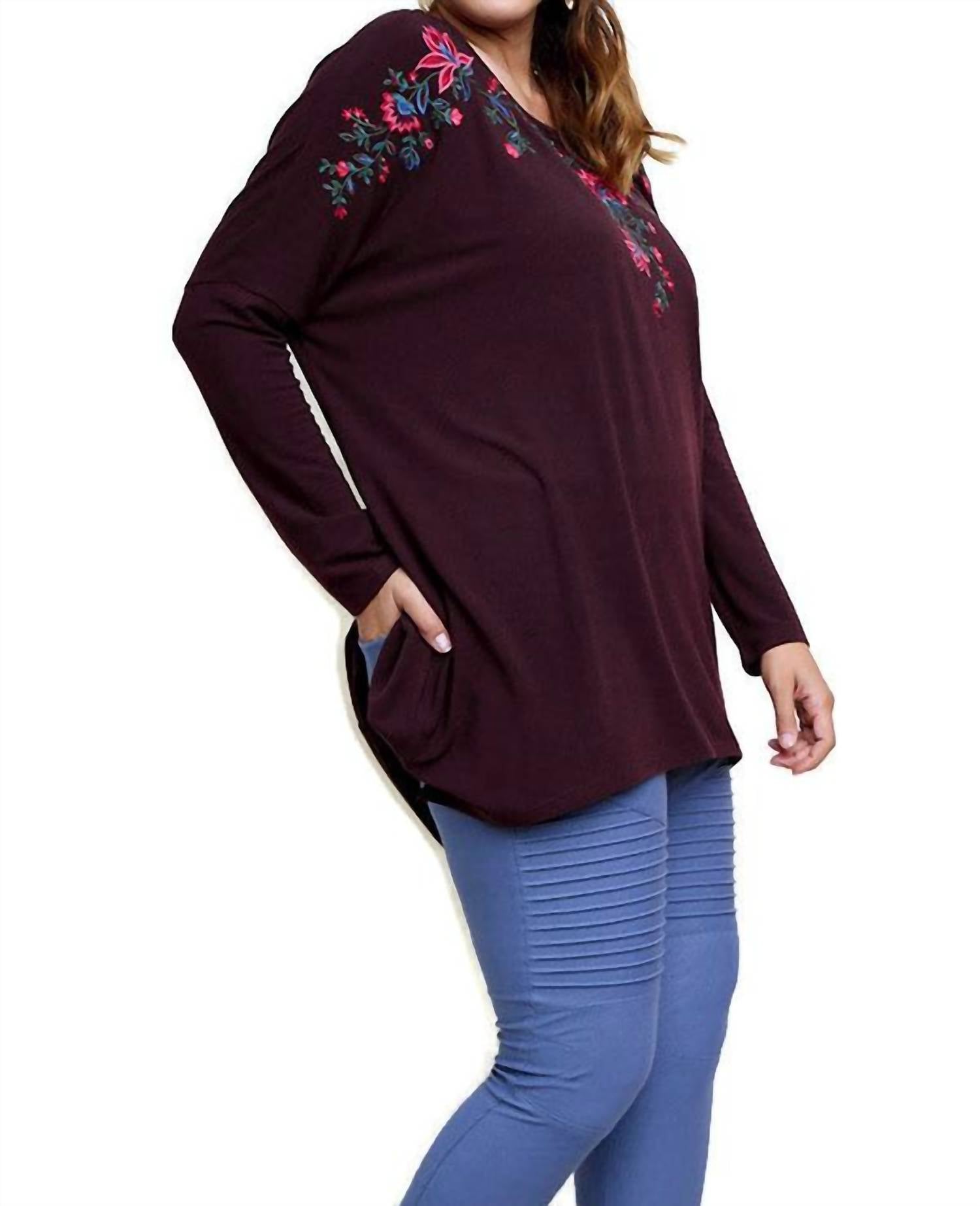 Umgee - Floral Embroidered Top - Plus