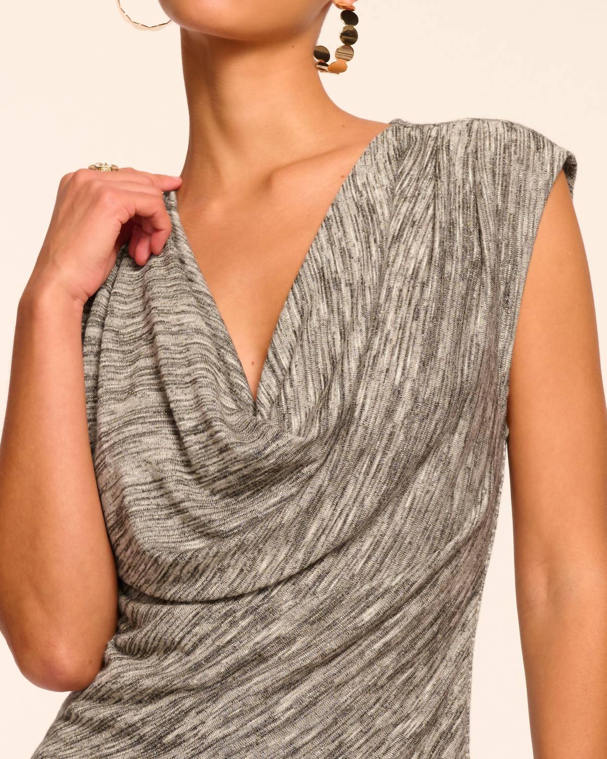 Ramy Brook - Azul Lurex Knit Cowl Neck Top