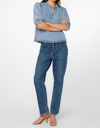 Velvet Heart Almafi Elbow Sleeve Top in light skyfall - women's blouse - view 4