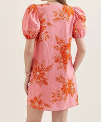 Entro - Botanical Print Puff Sleeve Mini Dress