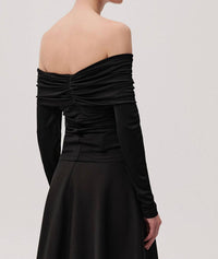 EXQUISE Jasmyn K.lonmg Sleeve Blouse in black - women's blouse - detail view