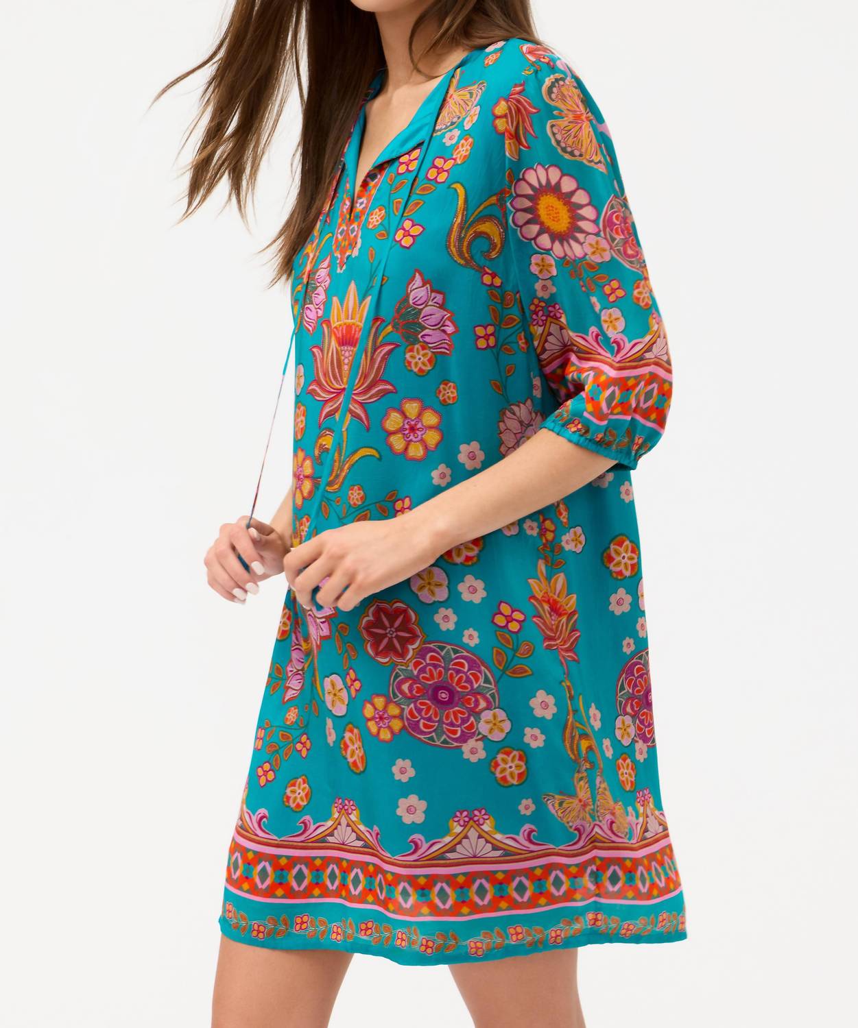 Johnny Was LAVINIA LINED DRESS in dark endora - women's dress - detail view