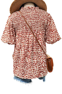 Fashionworks - Tie Split Neck Puff Sleeve Blouse