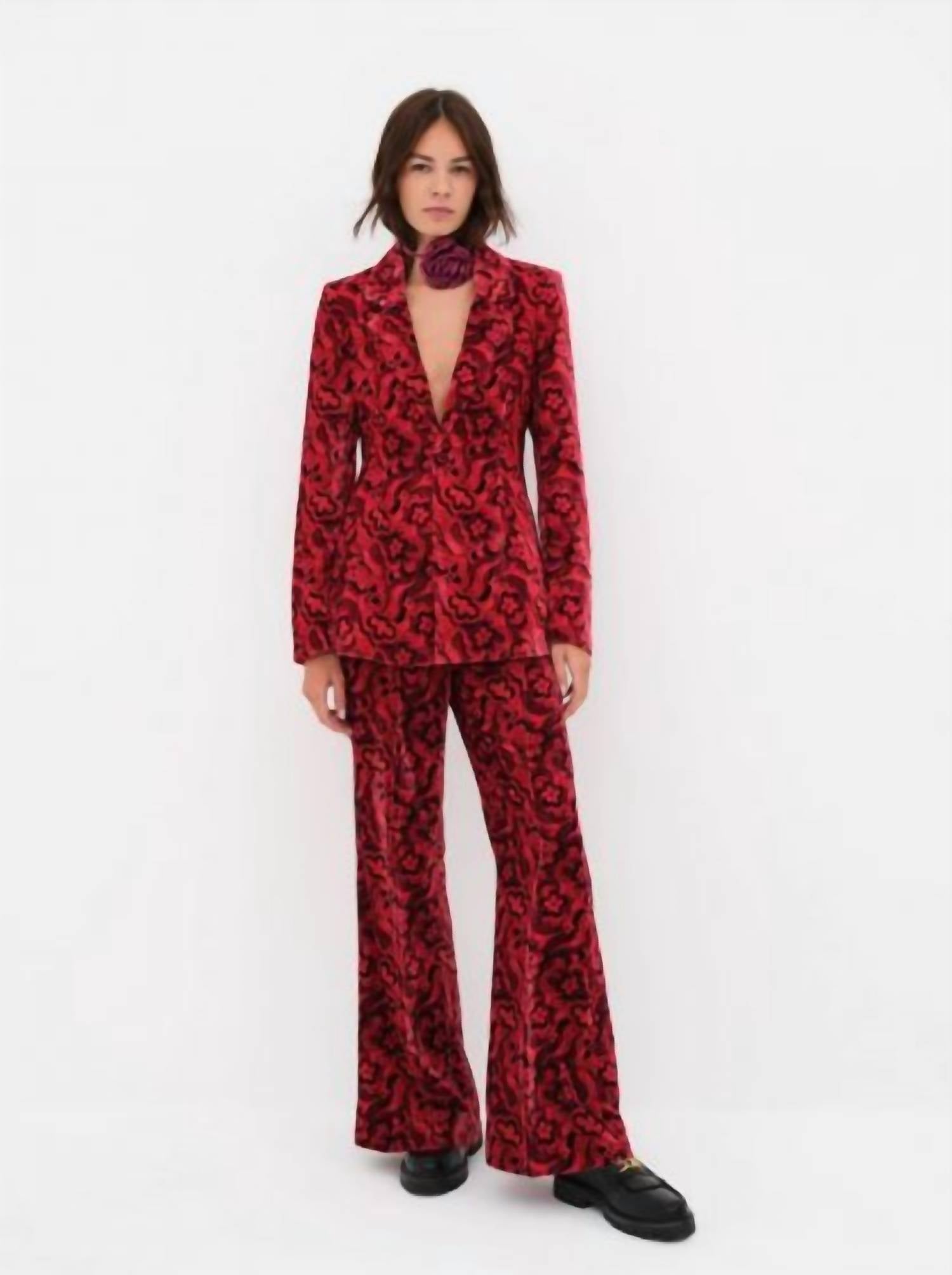 for Love & Lemons Penny Wide Leg Pants in red multi - women's pants - alternate view