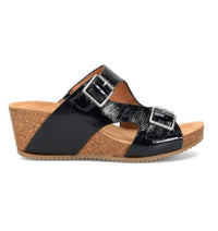 Comfortiva Women's Emah Sandal in black patent - women's sandal - detail view