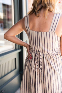 By Together - Striped Square Neck Midi Dress
