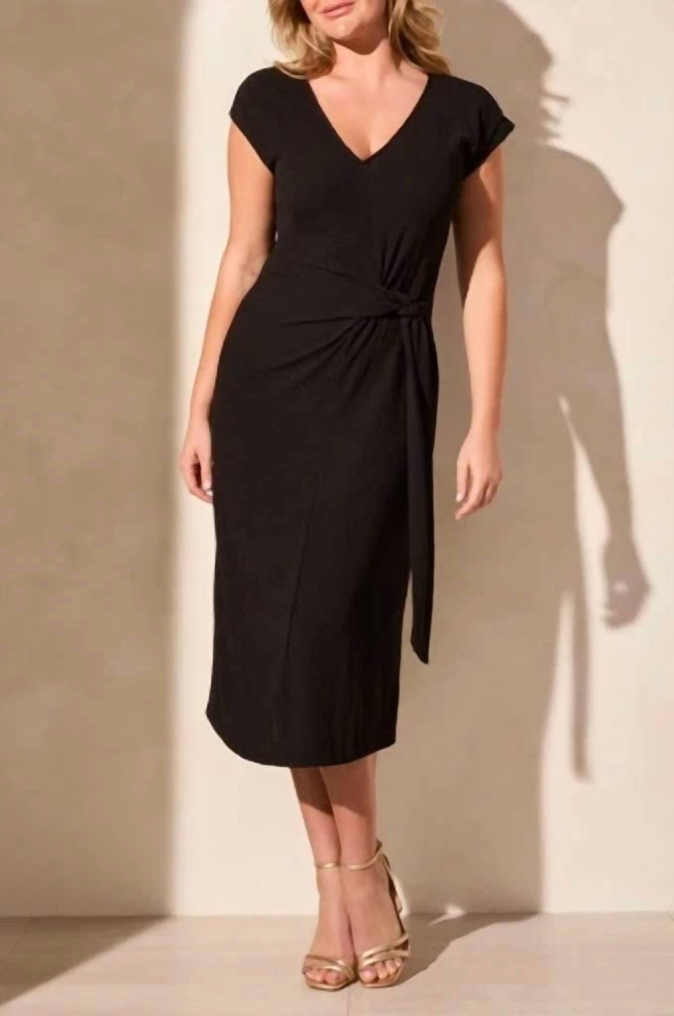 Tribal - Short Sleeve Dress With Front Tie