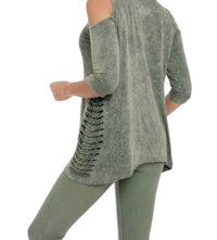 3/4 Sleeve Cold Shoulder Top