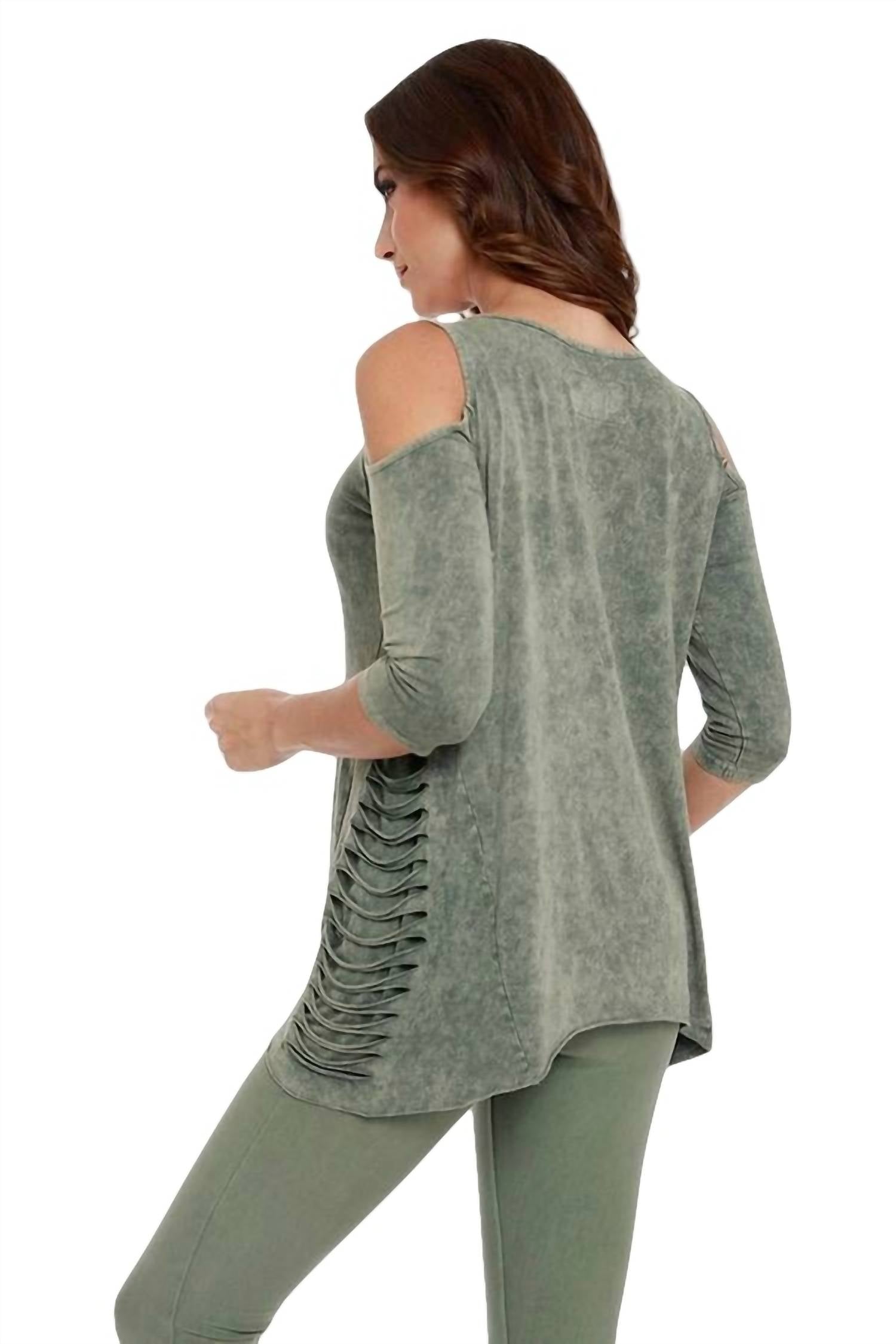 3/4 Sleeve Cold Shoulder Top