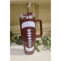Nash Grey - 40 Oz Football Tumbler With Handle & Straw