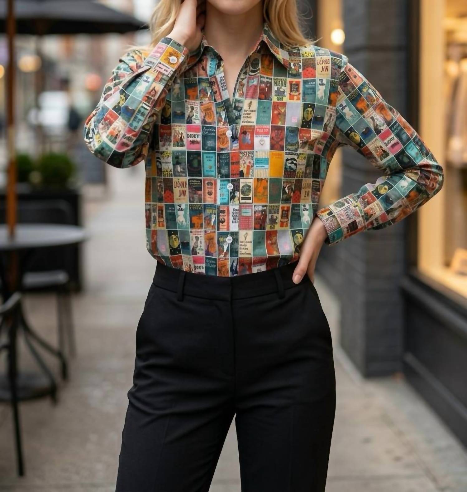 Dizzy-Lizzie TIZZIE Long Sleeve top in multi books - women's long sleeve top