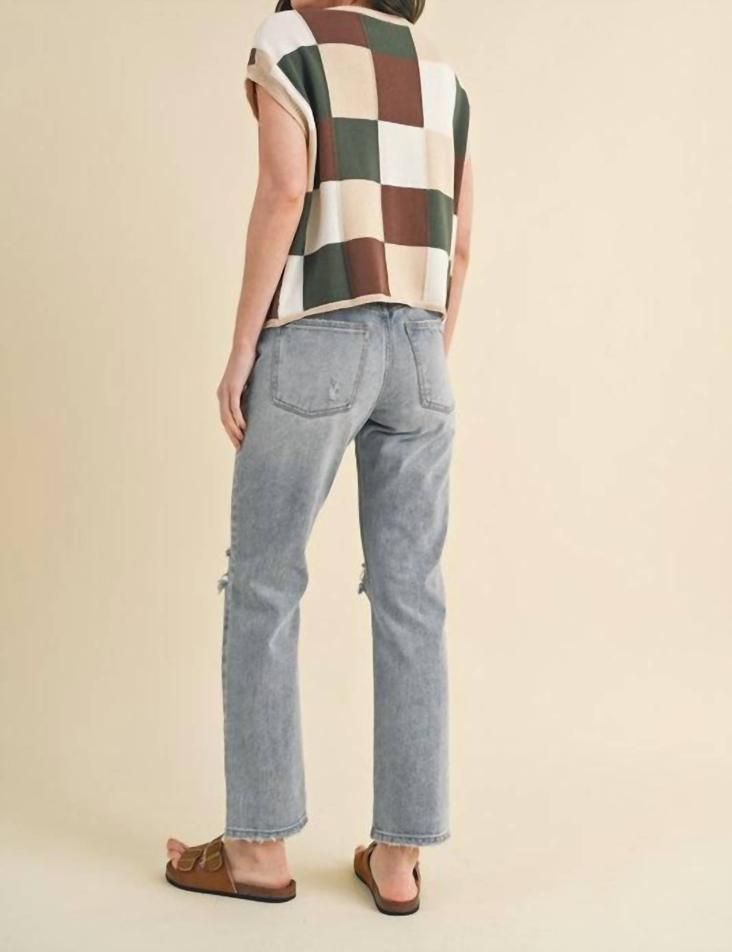 Wishlist - Checker Fun Knit Sleeveless Sweater Top