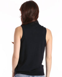 Minnie Rose - Supima Cotton Cashmere Mock Neck Sleeveless Top