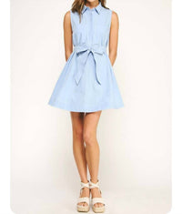 Liv - Contrast Top Stitch Mini Shirt Dress