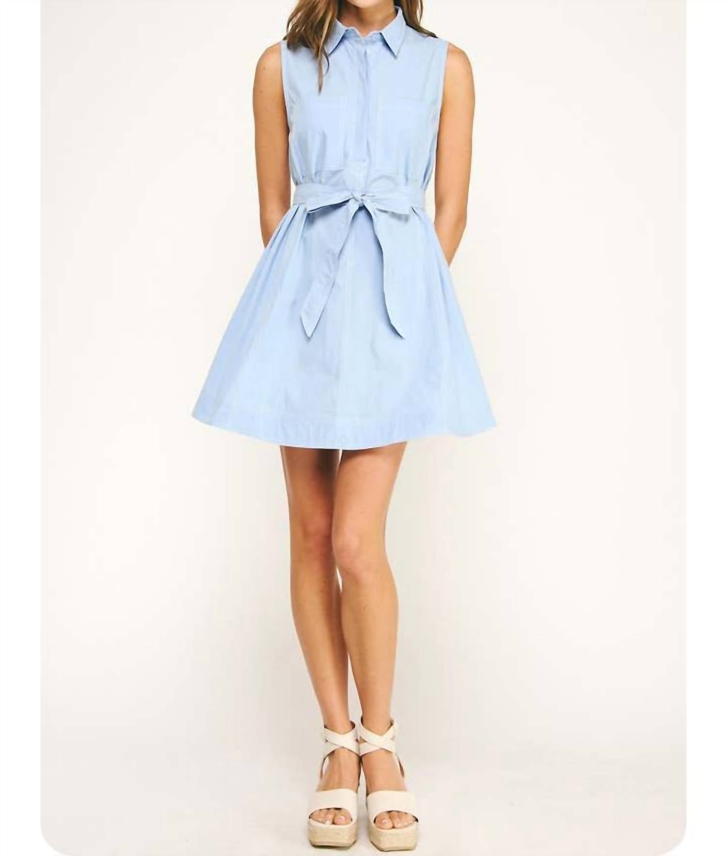 Liv - Contrast Top Stitch Mini Shirt Dress