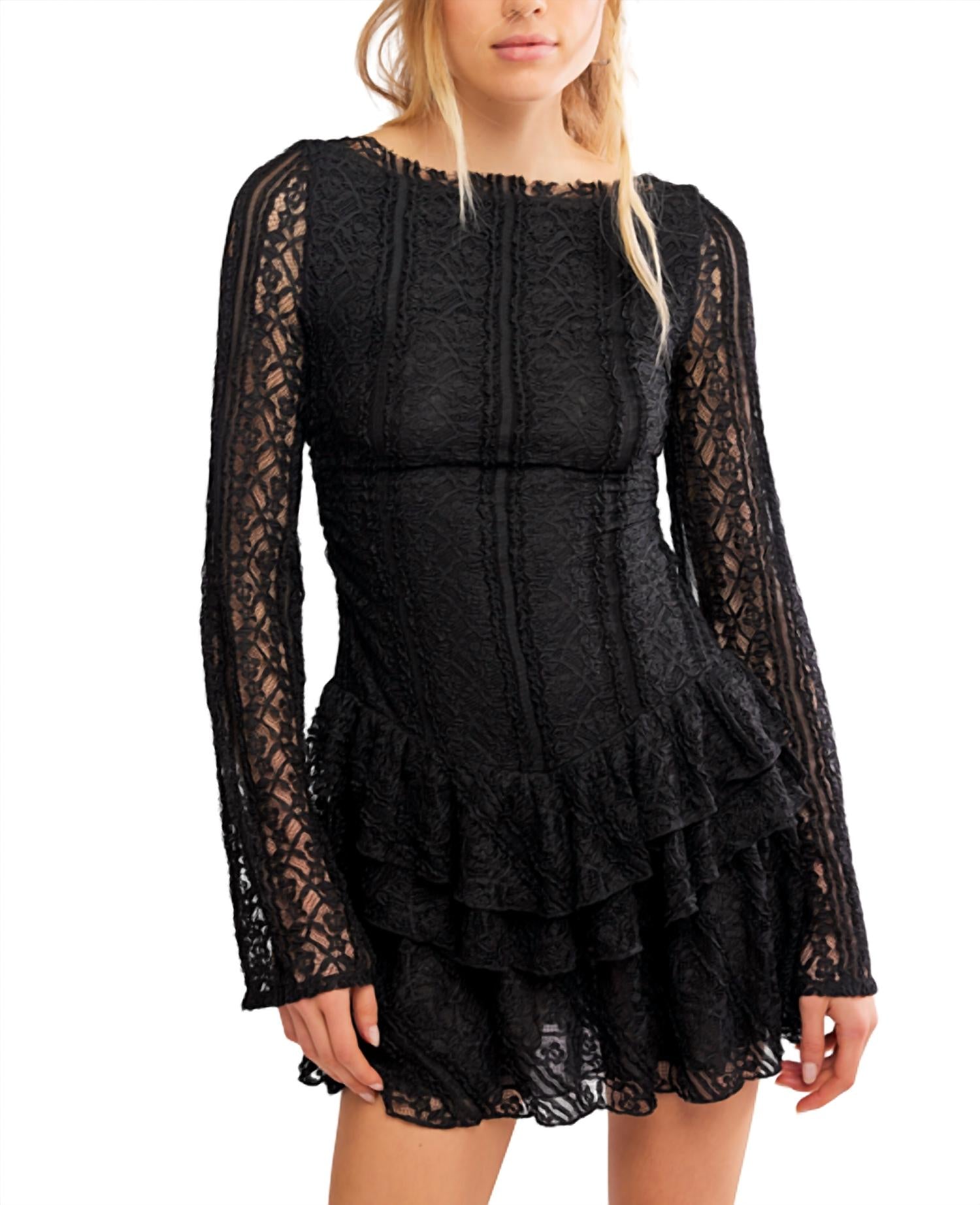 Free People Tabby Lace Mini Dress in black - women's dress