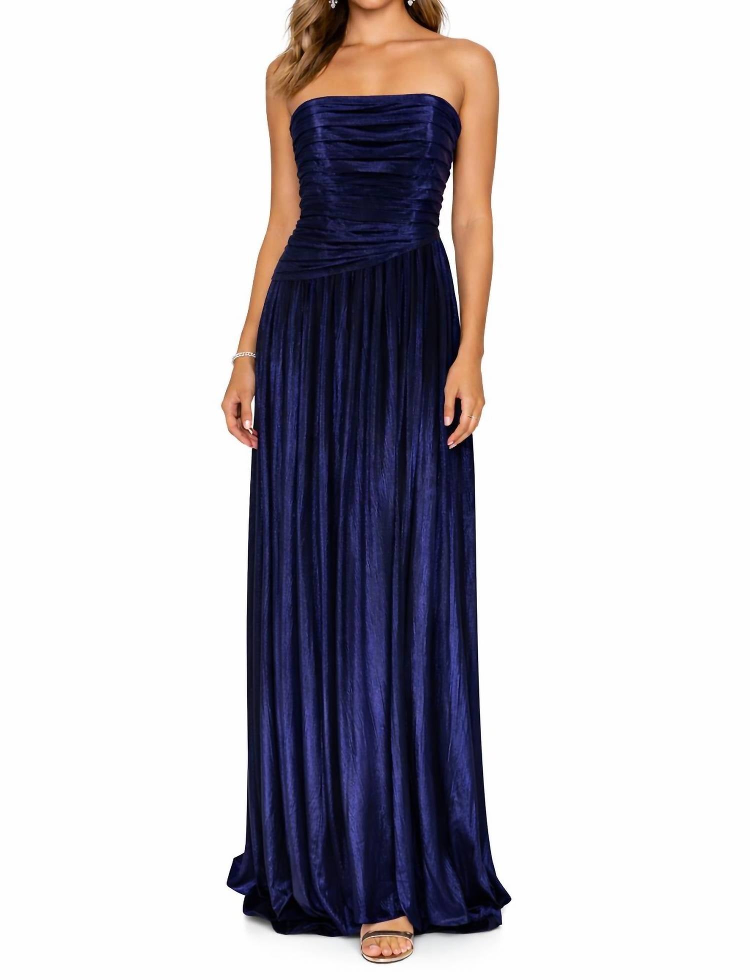 Retrofete - Strapless Metallic Pleated Gown