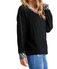 Umgee - Leopard Print Trimmed Top