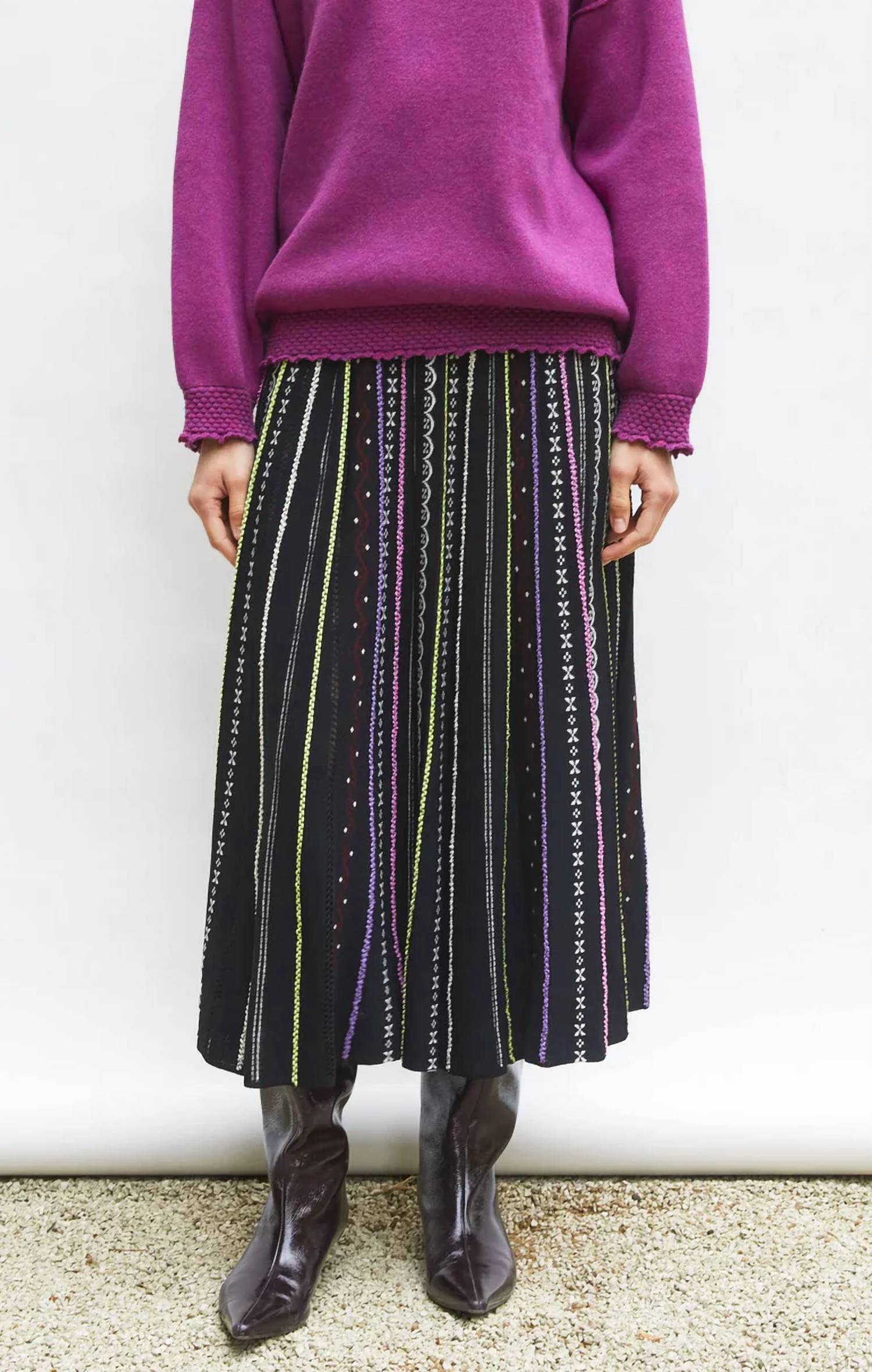 Molli - Daiquiri 2 Long Dotted Swiss Knit Skirt