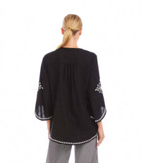 Karen Kane - Bracelet Sleeve Embroidered Asymmetric Top