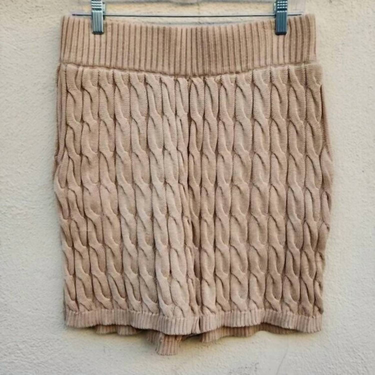Reuben Oliver Country Club Cable Knit Shorts in champaigne - men's shorts - alternate view