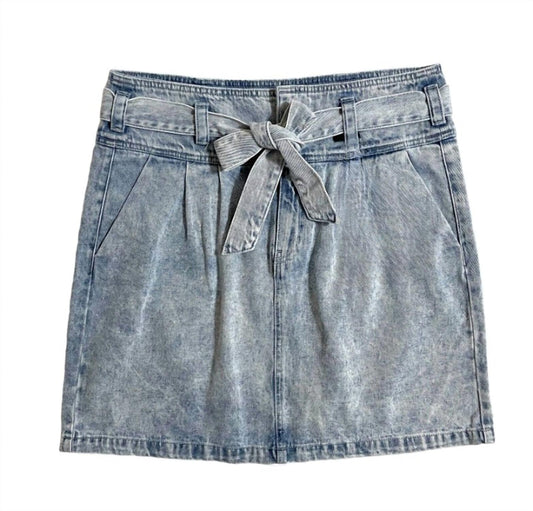 Vero Moda - Women's Katie Denim Acid Wash Belted Retro Style Skirt