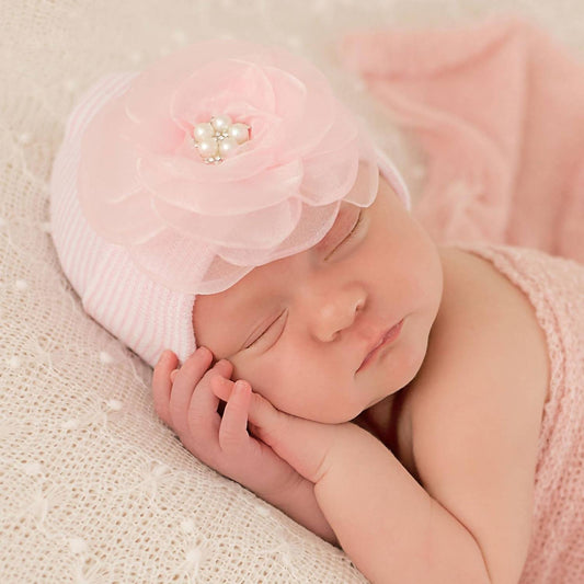 Ilybean - Joyce Hat With Organza Flower And Jeweled Center