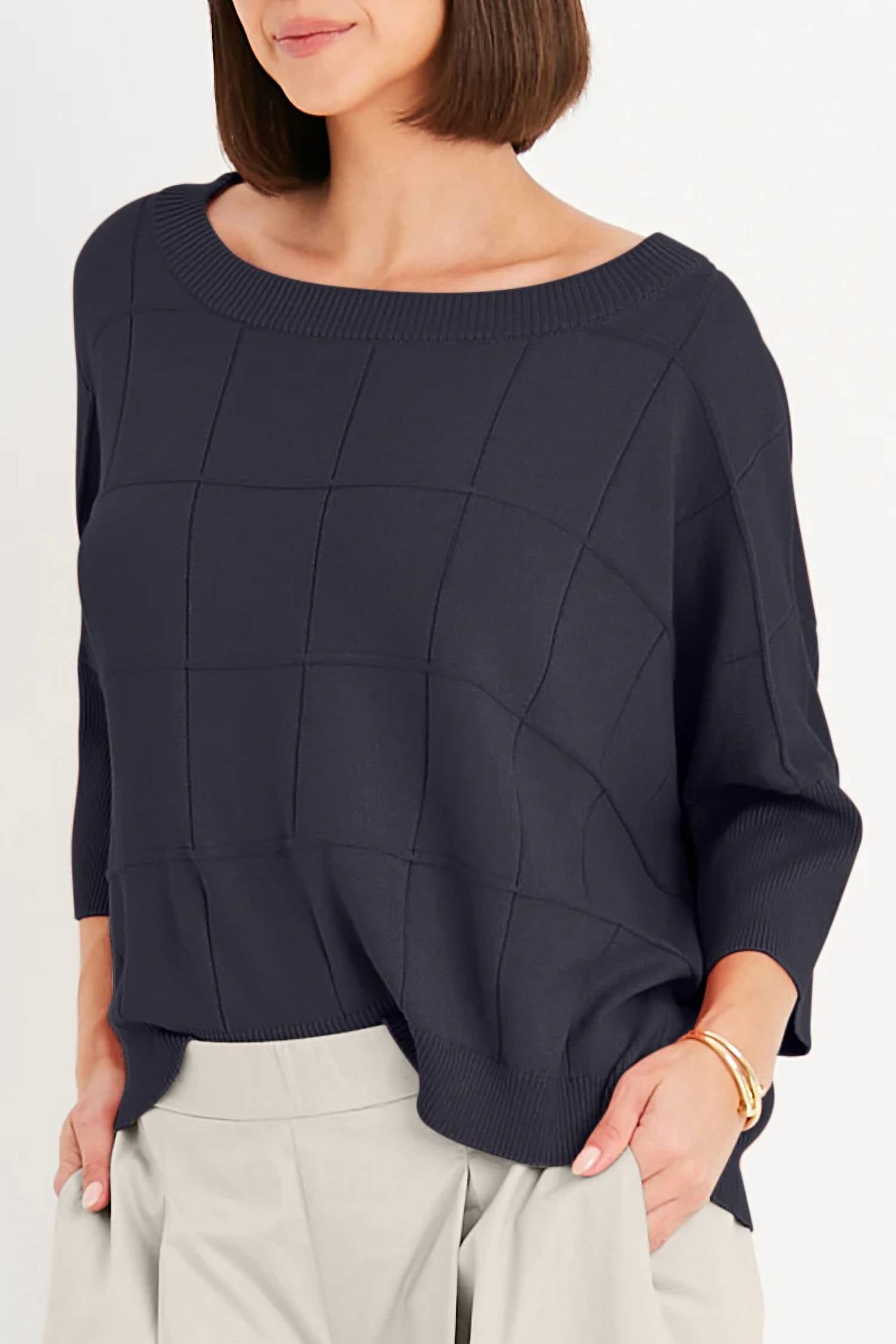 Planet By Lauren G. - Boxes Crewneck Sweater