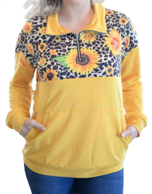 Shirley Stone - Sunflower Zip Up Pullover