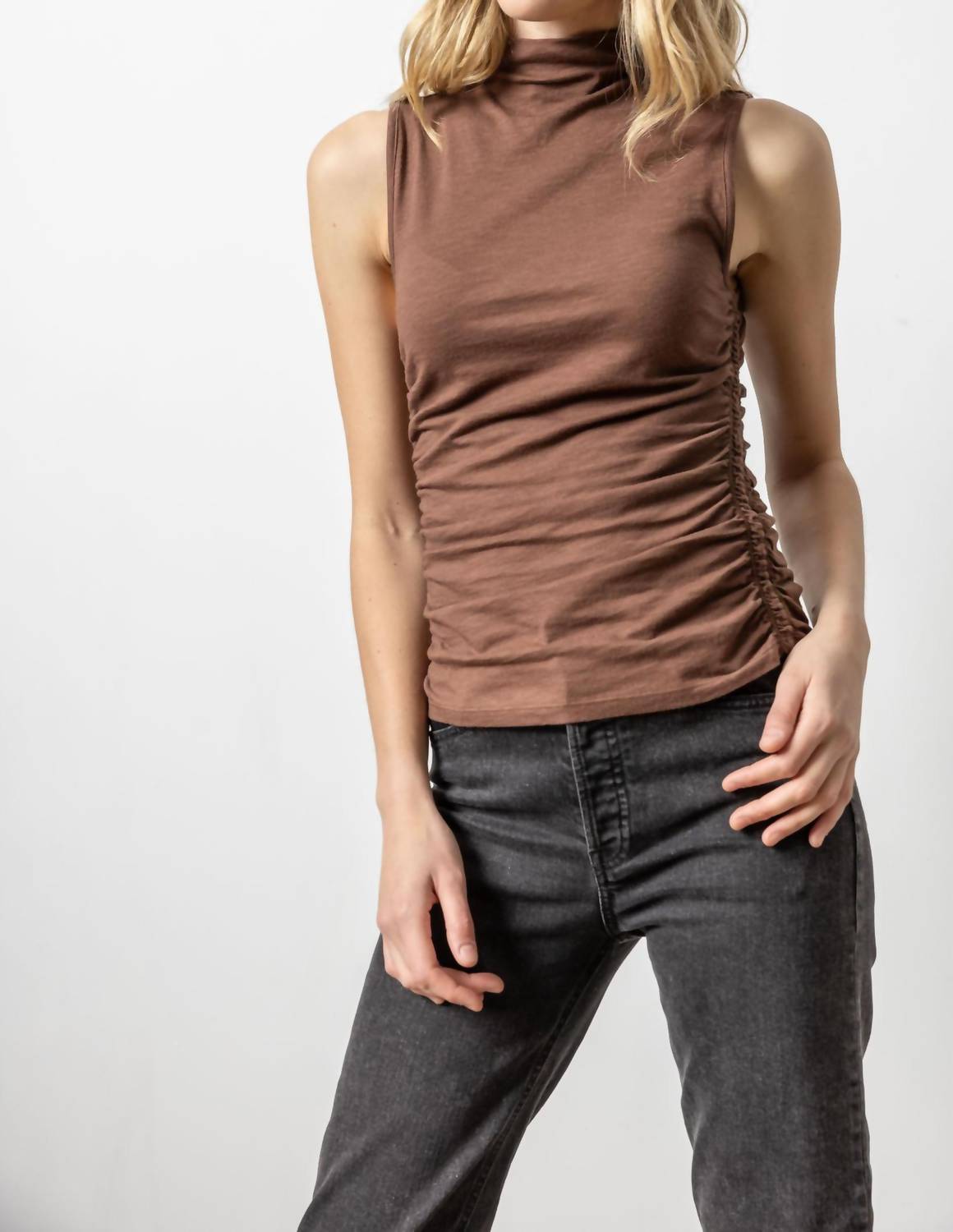 Lilla P - Shirred Mock Neck Tank