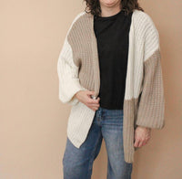 Ee:Some - Color Block Open Front Cardigan