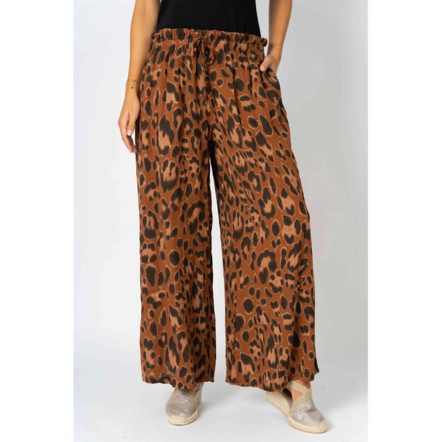 Look Mode Usa - Cheetah Print Wide Leg Pants