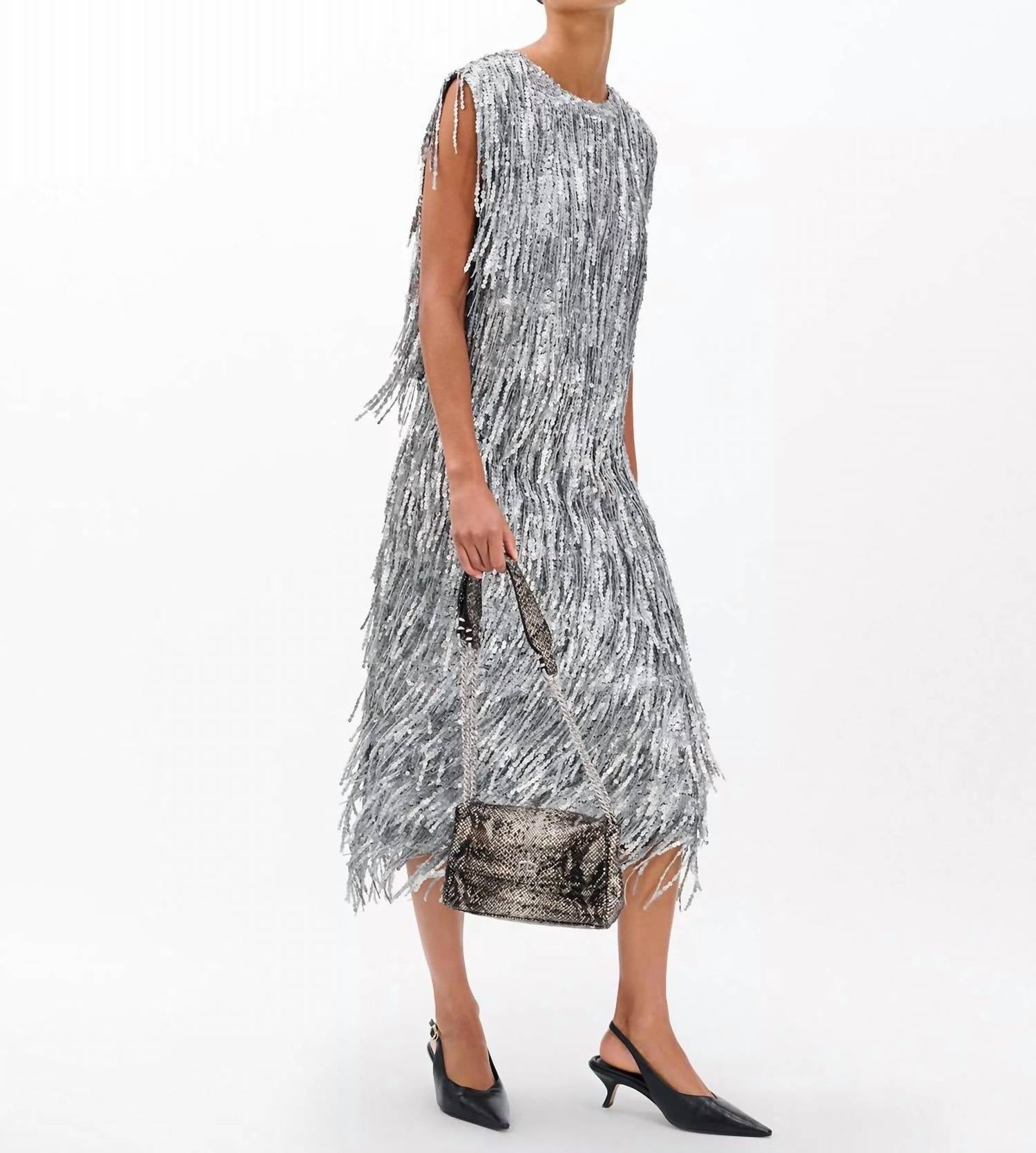 Rag & Bone Billie Sequin Midi Skirt in gunmetal - women's skirt - alternate view