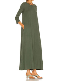 Raquel Allegra Drama Maxi Dress in army green - women's dress - alternate view
