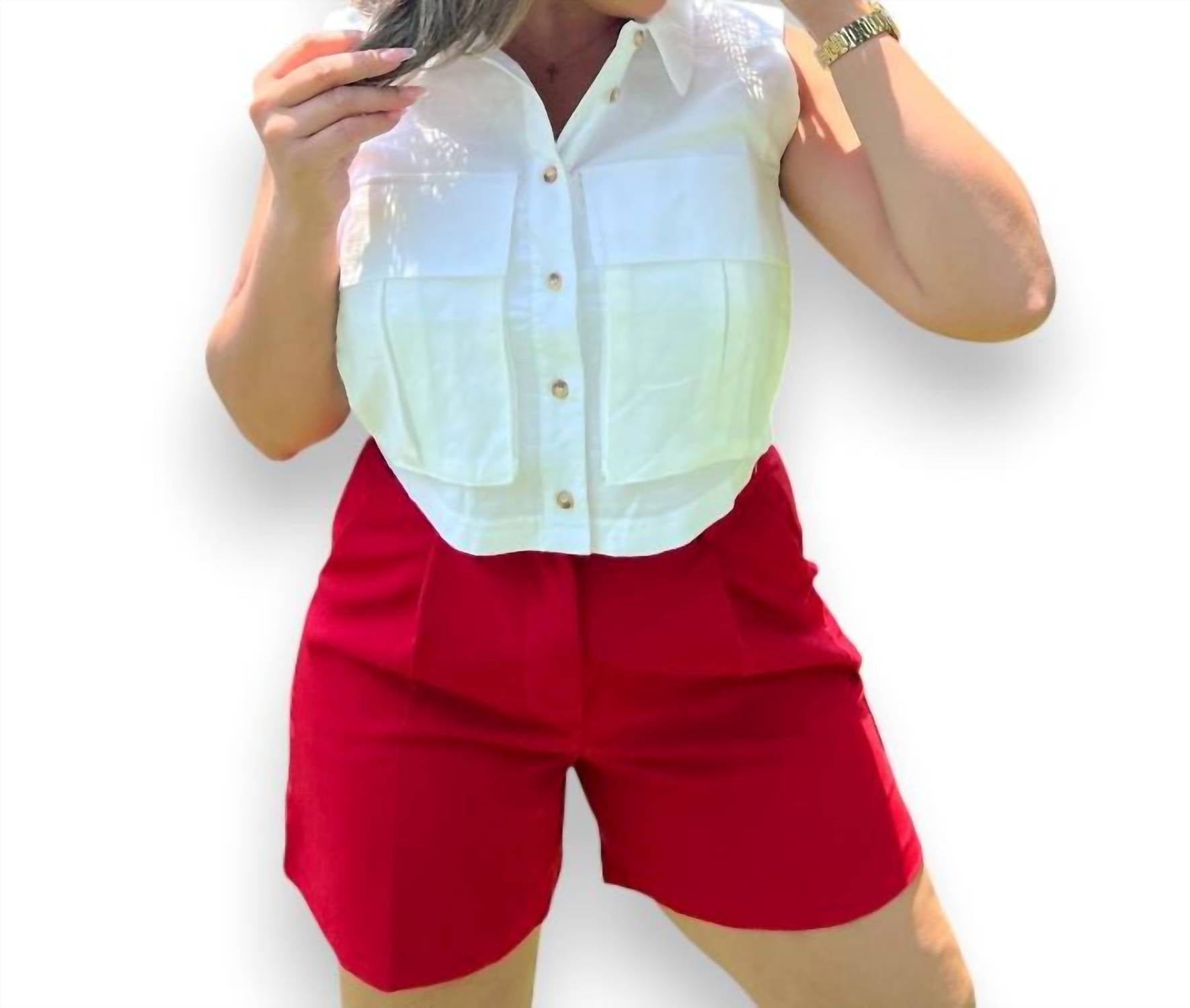 Double Zero Mid-length Bombshell Shorts in cherry - women's shorts
