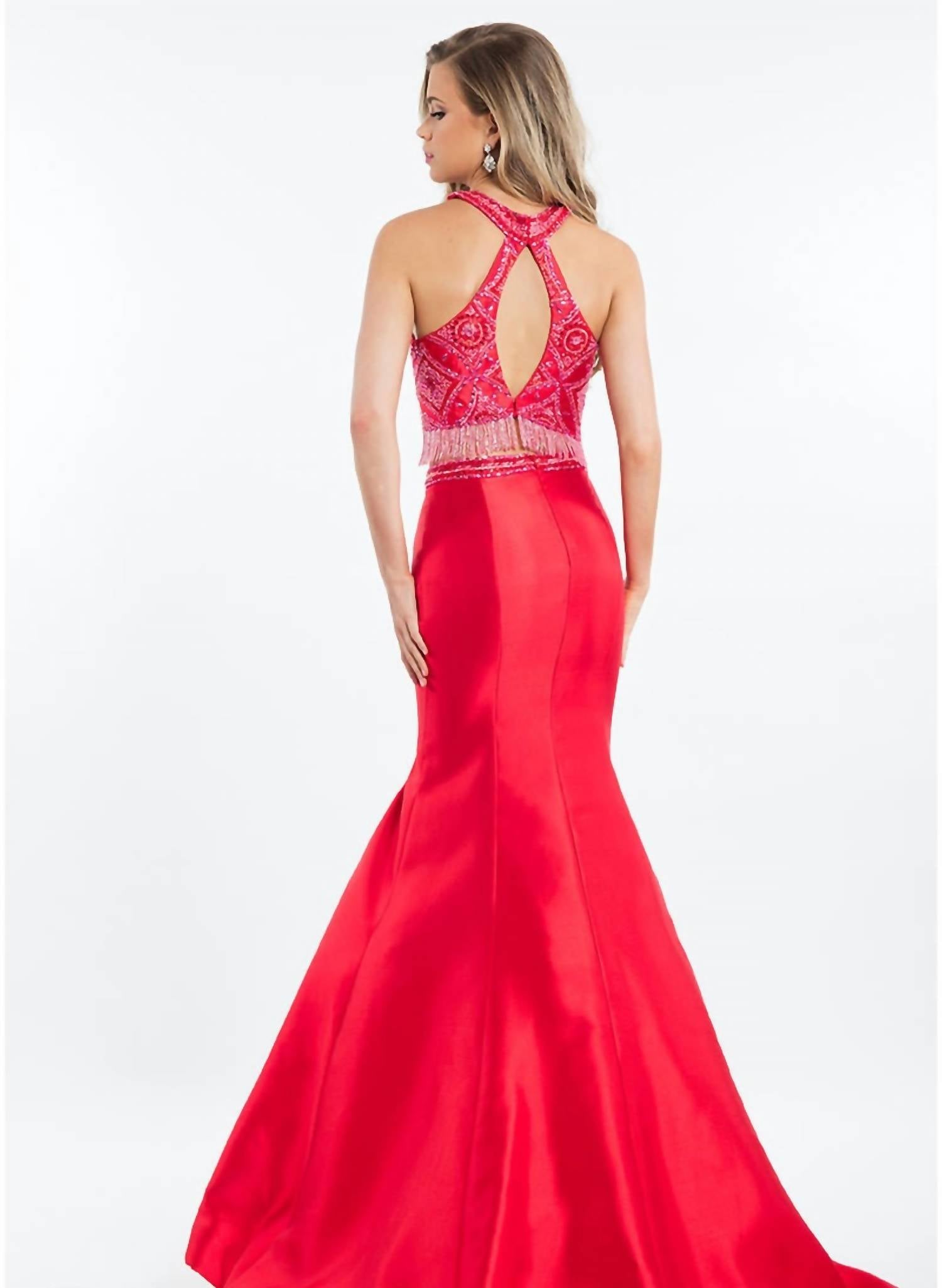Rachel Allan - Two-piece Beaded Mikado Prom Gown