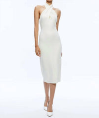 Alice + Olivia - Suellen Twist Neck Halter Midi Dress