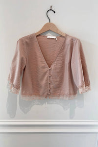 Sablyn - Simone Short Sleeve Button Down Top With Lace