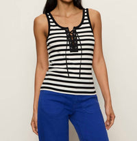 Sanctuary - Lace Up Stripe Tank Top
