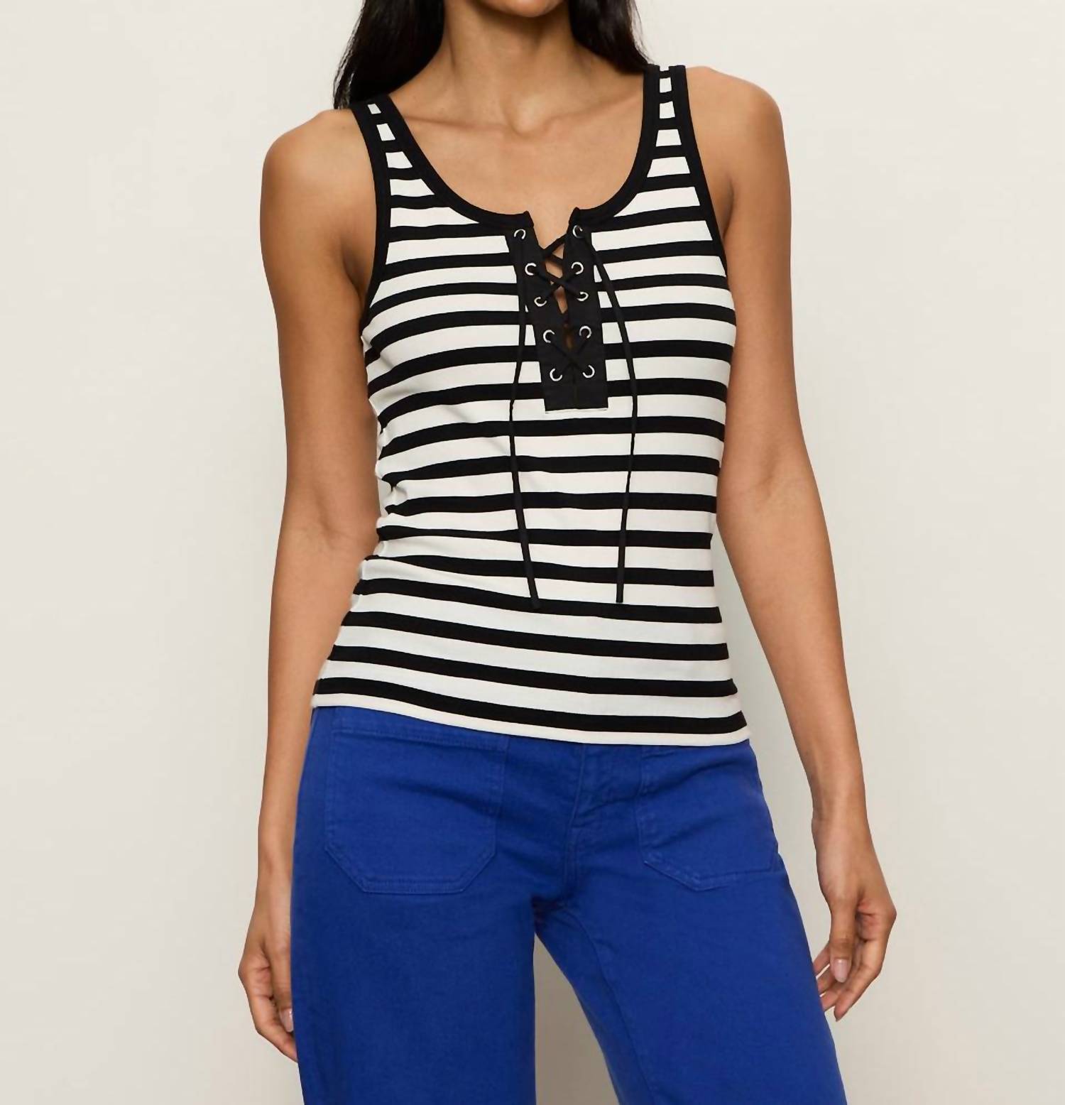 Sanctuary - Lace Up Stripe Tank Top