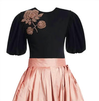 Emily Shalant - Bead Flower Puff Sleeve T-shirt