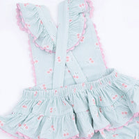 Angel Dear - Tiny Cherry Stripe Ric Rac Ruffle Sunsuit