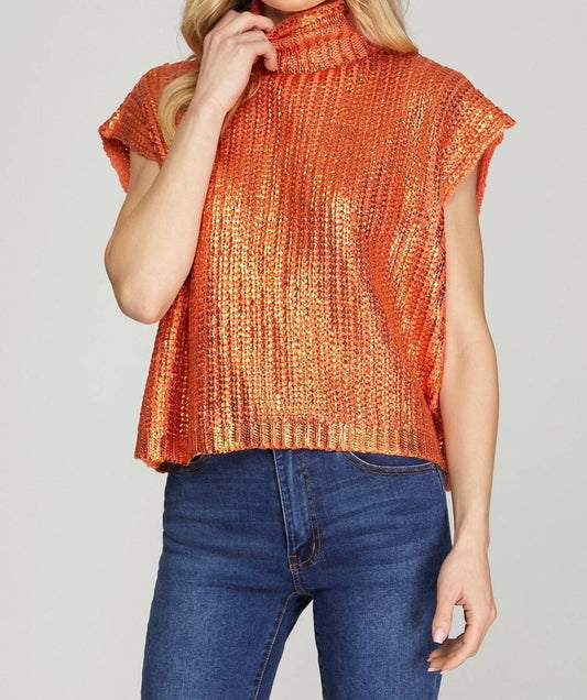 She + Sky - Sweet Pop Metallic Foil Sweater